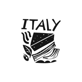 Travel Illustration Of Italian Food Lettering Sticker