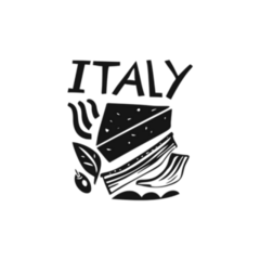 Travel Illustration Of Italian Food Lettering Sticker