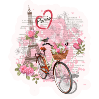 Travel Paris Poster With Eiffel Tower And Bicycle Illustration Sticker