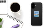 Travel Poster Iceland Sticker on a Phone (New) example