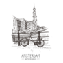 Travel Sketch Homes Of Amsterdam, Netherlands Lettering Sticker
