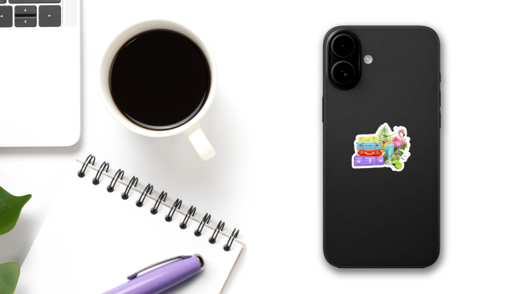 Travel Summer Watercolor Sticker on a Phone (New) example