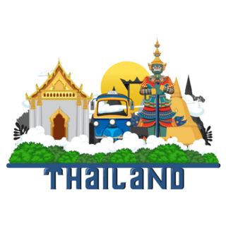 Travel Thailand Attraction Lettering Sticker