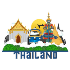 Travel Thailand Attraction Lettering Sticker