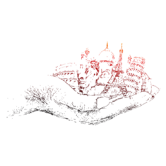 Travel The World Hand Holding Monuments Sticker