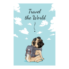 Travel The World Pug Cloud Sticker