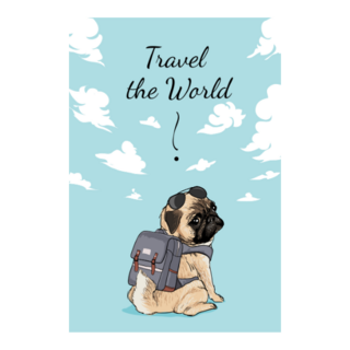 Travel The World Pug Cloud Sticker