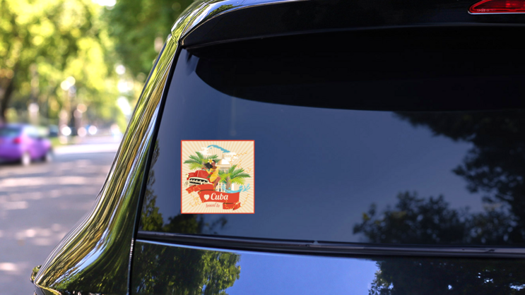 Travel To Cuba Sticker on a Rear Car Window (New) example