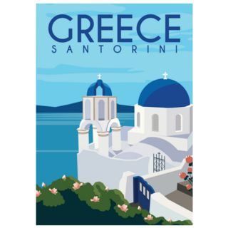 Travel To Santorini Greece Europe Poster Sticker