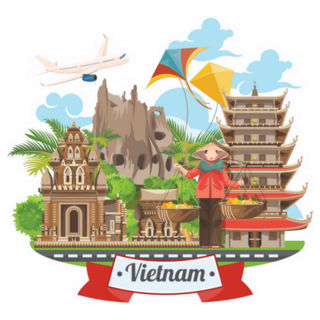 Travel To Vietnam Cartoon Sticker