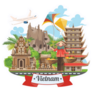 Travel To Vietnam Cartoon Sticker