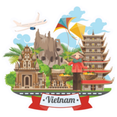 Travel To Vietnam Cartoon Sticker