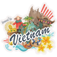 Travel To Vietnam Cultural Symbols Sticker