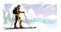 Traveler Ski On The Slope In Mountains Sticker