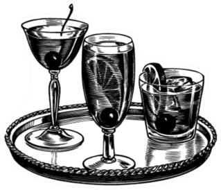 Tray Of Cocktails Retro Sticker