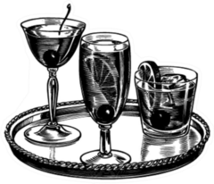 Tray Of Cocktails Retro Sticker