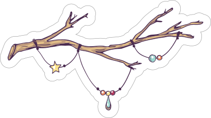 Tree Branch with Charms Boho Sticker