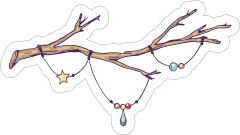 Tree Branch with Charms Boho Sticker