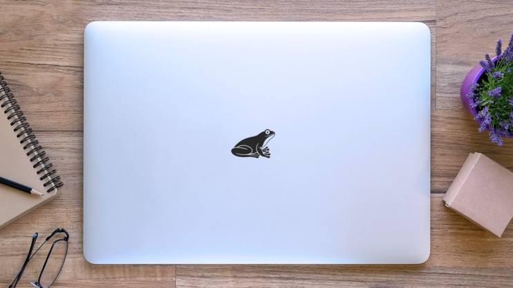 Tree Frog Transfer Sticker on a Laptop (New) example