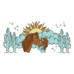 Trendy Cowgirl And Her Horse Illustration Sticker