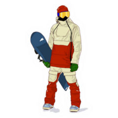 Trendy Guy And Snowboard Sticker