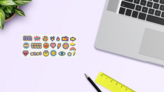 Trendy Pop Art Sticker Sheet on a Desk (New) example