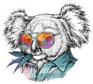 Trendy Portrait Of Koala Bear In Glasses Sticker