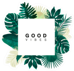 Trendy Summer Tropical Leaves Good Vibes Sticker
