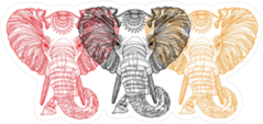 Tri Colored Elephant Head Sticker
