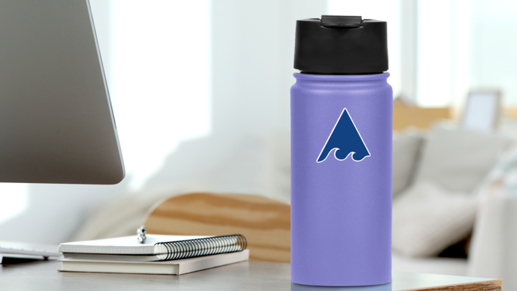 Triangle Ocean Waves Sticker on a Water Bottle (New) example