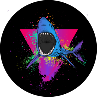 Triangle Shark Retro Sticker
