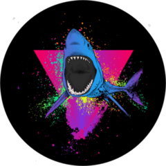 Triangle Shark Retro Sticker