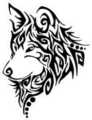 Tribal Black Wolf Sticker