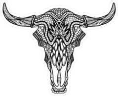 Tribal Bull Skull With Horns Sticker