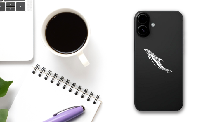 Tribal Dolphin Sticker on a Phone (New) example