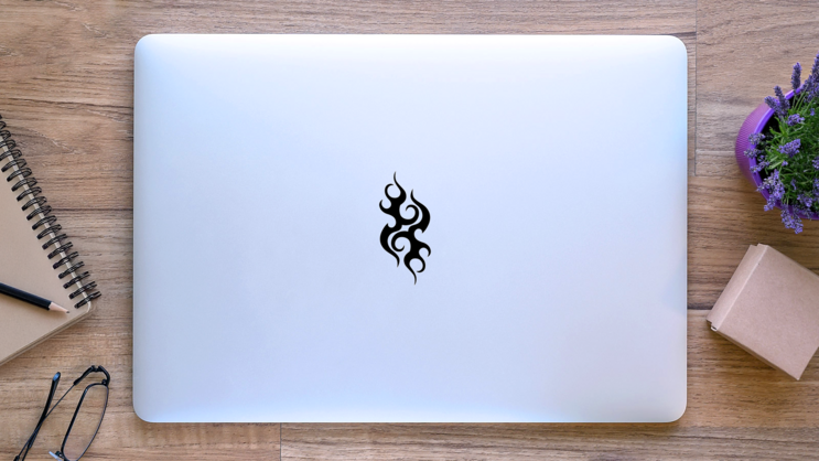 Tribal Flame Sticker on a Laptop (New) example