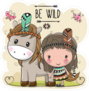 Tribal Girl And Horse With Feather Sticker
