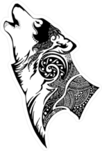 Tribal Howling Wolf Sticker
