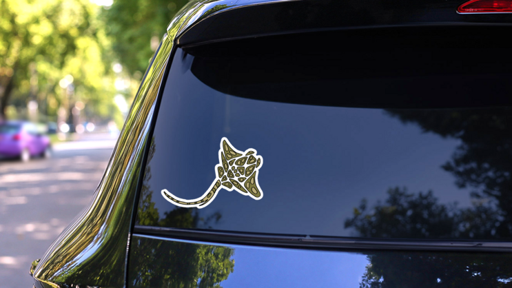 Tribal Stingray On White Isolated Backdrop Sticker on a Rear Car Window (New) example