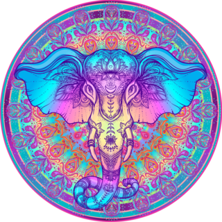 Tribal Style Elephant Over Mandala Sticker