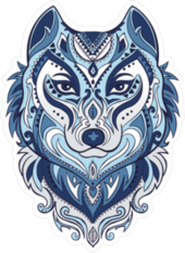 Tribal Style Wolf Totem Sticker