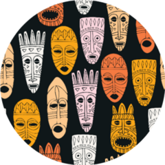 Tribal TIki Masks Seamless Pattern Sticker