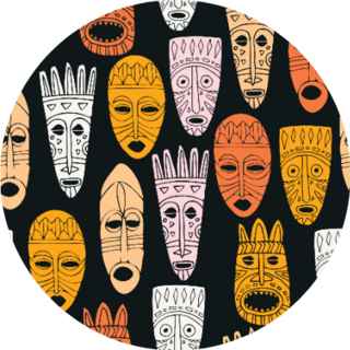 Tribal TIki Masks Seamless Pattern Sticker