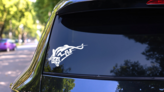 Tribal Wolf Coyote Growling Sticker on a Rear Car Window (New) example
