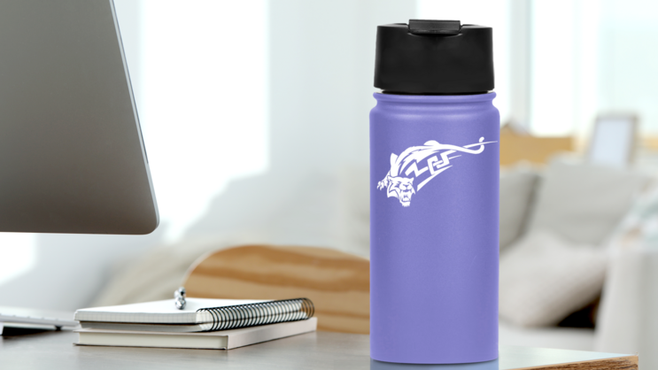 Tribal Wolf Coyote Growling Sticker on a Water Bottle (New) example
