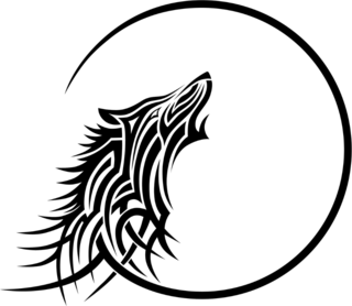 Tribal Wolf Howling At Moon Sticker