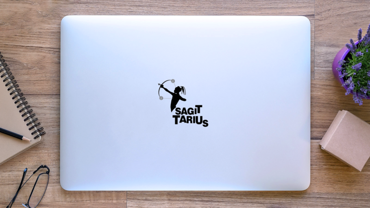 Tribal Zodiac Sagittarius Sticker on a Laptop (New) example