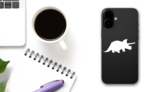 Triceratops Dinosaur With Long Horns Facing Right Sticker on a Phone (New) example