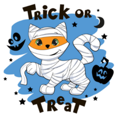Trick or Treat Cat Mummy Sticker
