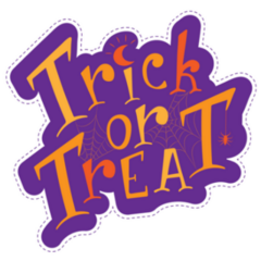 Trick or Treat Purple Sticker